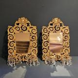 Antique Pair of Gilt Mirror Back Wall Sconces at Sturmans Antiques mirrors for sale