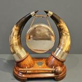 Antique Victorian Silver Plated and Cow Horn Dinner Gong at Sturmans Antiques desktop antiques for sale 