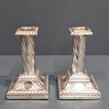 Antique Pair of Silver Candlesticks by Thomas Bradbury & Sons of London at Sturmans Antiques silver for sale