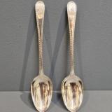 Antique Pair of Edwardian 3.8 Troy oz Silver Serving Spoons at Sturmans Antiques silver for sale