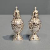 Antique Pair of Silver Peppers by Hayes Brothers at Sturmans Antiques silver for sale