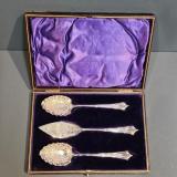 Antique Fine Quality Engraved Silver 3 Piece Jam Serving Set by John Round & Sons of Sheffield at Sturmans Antiques silver for sale