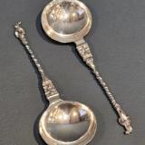Antique Pair of Cast Silver 3.7 Troy oz Spoons at Sturmans Antiques silver for sale