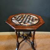 Antique Mid Victorian Walnut Gaming Table with Specimen Marble Top at Sturmans Antiques table for sale