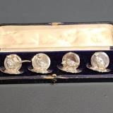 Antique Set of Four Edwardian Silver Grouse Menu Holders by George Brace & Co of London at Sturmans Antiques silver for sale