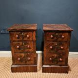 Antique Pair of Victorian Burr Walnut Bedside Chests at Sturmans Antiques furniture for sale