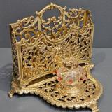 Antique Superb Victorian Brass Letter and Ink Stand at Sturmans Antiques metalware for sale