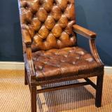 Antique Late Victorian Gainsborough Chair with Original Leather Upholstery at Sturmans Antiques chair for sale