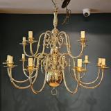 Antique Large Edwardian 15 Arm Two Tier Chandelier at Sturmans Antiques lighting for sale