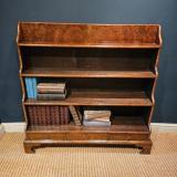 Antique Superb Victorian Burr Walnut and Oak Waterfall Bookcase at Sturmans Antiques furniture for sale