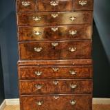 Antique George I Walnut Chest on Chest with Brushing Slide at Sturmans Antiques furniture for sale