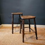 Antique Unusual Pair of Victorian Ash Graduated Stools at Sturmans Antiques furniture for sale
