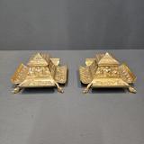 Antique Matching Pair of Victorian Brass Ink Wells at Sturmans Antiques metalware for sale