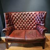 Antique Superb Burgundy Leather Sofa at Sturmans Antiques furniture for sale
