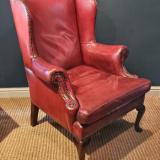 Antique Top Quality 1920's Leather Wing Back Arm Chair at Sturmans Antiques furniture for sale