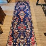 Superb Persian Navy Blue Wool Runner Rug at Sturmans Antiques Rugs for sale