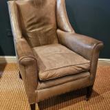 Antique Leather Arm Chair by Warings at Sturmans Antiques furniture for sale