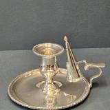 Antique Victorian Silver Chamber Stick and Snuffer by Thomas Bradbury & Sons of London at Sturmans Antiques silver for sale