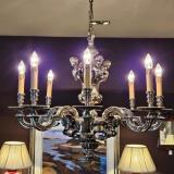 Antique Superb Edwardian Nickel Plated 8 Arm Chandelier at Sturmans Antiques lighting for sale
