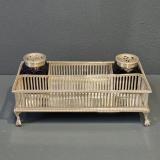 Antique George III Silver Desk Stand with Pounce Pots by Burrage Davenport of London at Sturmans Antiques silver for sale