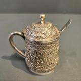 Antique Early Victorian Silver Mustard Pot at Sturmans Antiques silver for sale