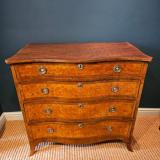 Antique Regency Birds Eye Maple Serpentine Front Chest of Drawers at Sturmans Antiques furniture for sale