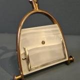Antique Unusual Bronze, Silver and Marble Riding Stirrup Calling Card Holder by Puddefoot, Bowers & Simonett Ltd of London  at Sturmans Antiques desktop antiques for sale