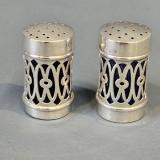 Antique Pair of Victorian Silver and Bristol Blue Peppers by Joseph Whitten of Birmingham at Sturmans Antiques silver for sale