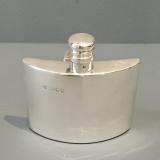 Antique Immaculate Crescent Shaped Hip Flask at Sturmans Antiques silver for sale