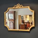 Antique Late Victorian Timber Gilt Mirror with Ribbon Crest at Sturmans Antiques mirror for sale