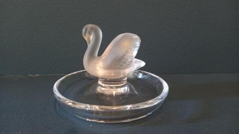 Lalique Opalescent Swan Ring/Pin Dish at Sturmans Antiques Lalique for sale
