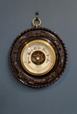 Antique Victorian Ebony Cased Aneroid Barometer by A Franks of Manchester