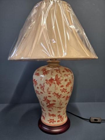 Contemporary lamp Oriental Porcelain Hand Decorated Lamp and Shade