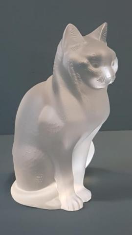 Antique Lalique Opalescent Sitting Cat at Sturmans Antiques Lalique for sale 