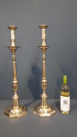 Antique Pair of Extra Large Victorian Brass Candlesticks at Sturmans Antiques candlesticks for sale