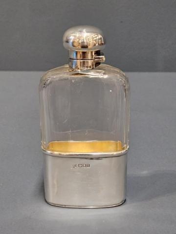 Victorian Silver and Faceted Crystal Hip Flask Mappin & Webb London