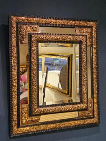 Antique Victorian Cushion Framed Mirror