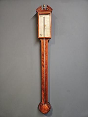 Antique George III Mahogany Stick Barometer by Ortelly & Co of Macclesfield