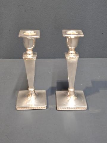 Antique Pair of George V Period Walker & Hall Silver Candlesticks by Walker & Hall of Sheffield