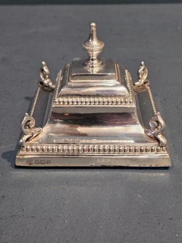 Antique Edwardian Silver Inkwell by Hawksworth, Eyre & Co Ltd of Sheffield