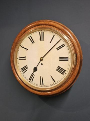 Antique Victorian Oak Cased Single Fusee Dial Clock