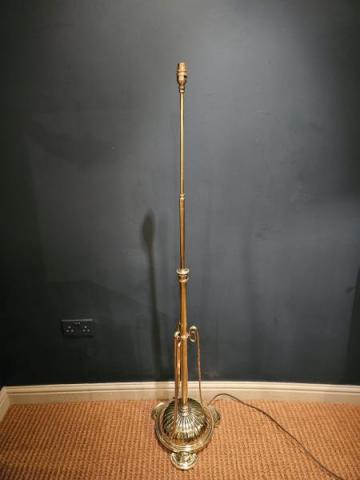 Antique Edwardian Brass Rise and Fall Lamp Standard