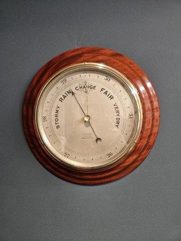 Antique Victorian Turned Walnut Barometer by A Franks of Manchester