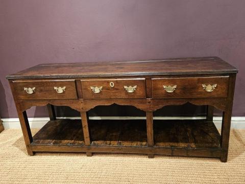 Antique George II Oak Open Pot Board Dresser