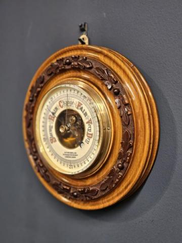 Antique Victorian Aitchison Walnut Cased Aneroid Barometer