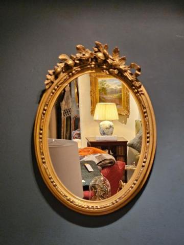 Antique Victorian Rose Crest Gilt Mirror