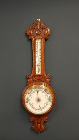 Antique Victorian Oak Porcelain Dial Banjo Barometer at Sturmans Antiques barometer for sale
