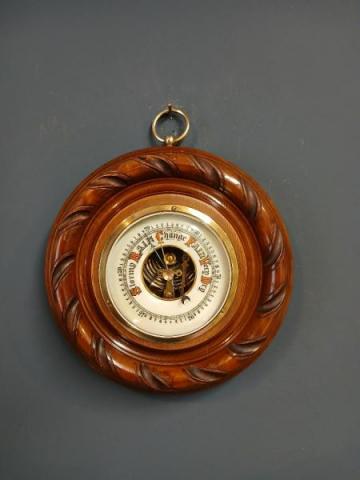 Antique Victorian Turned & Carved Walnut Aneroid Barometer at Sturmans Antiques barometer for sale