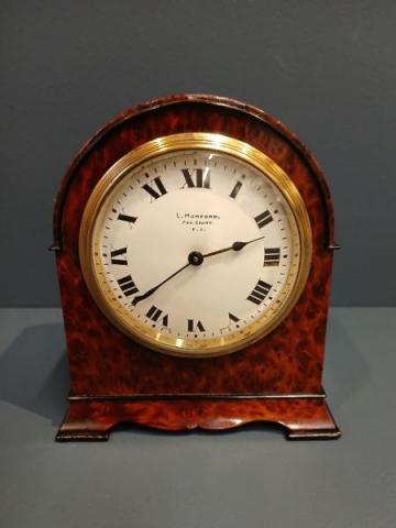 Antique Small Edwardian Amboyna 8 Day Mantel Clock at Sturmans Antiques clock for sale