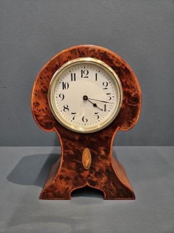 Antique Edwardian Burr Yew Mantel Clock